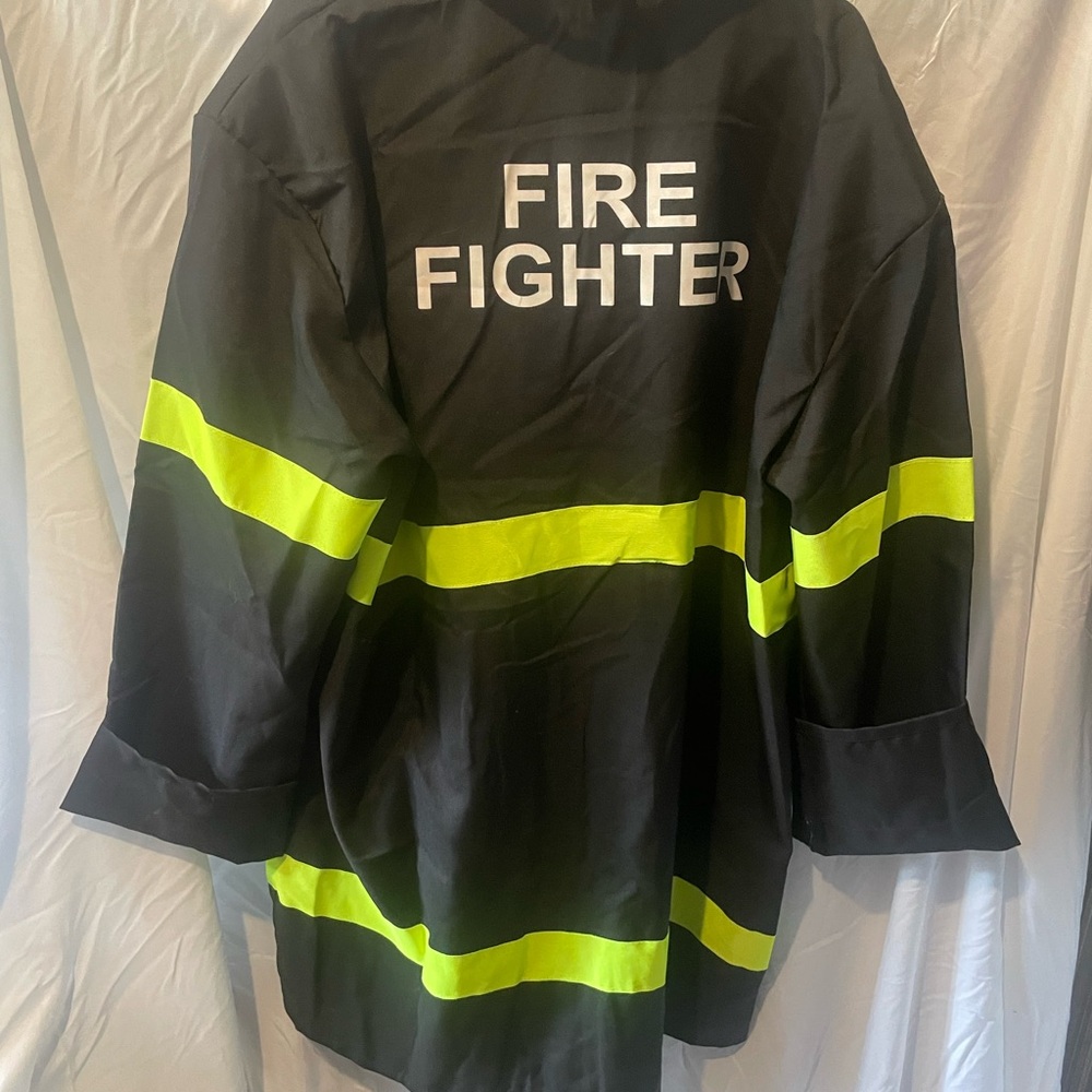 Black Firefighter Jacket with Reflective Stripes & Pants